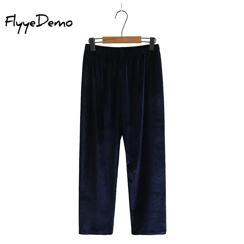 

Trouser for Women High Waist Causal Loose Straight Female 2021 Spring Warm Thick Velvet Korean Fashion Elegant Tide Plus Size