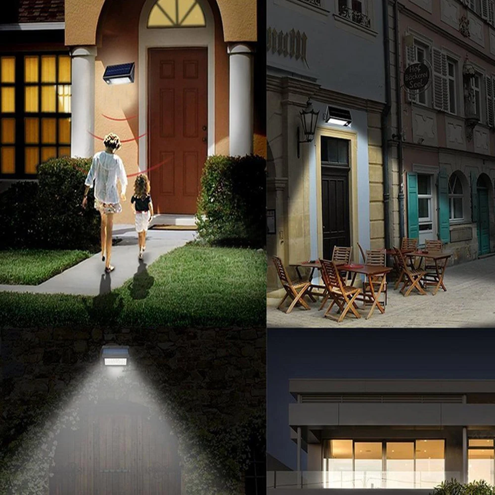 

TSLEEN 2Pcs Solar Power Dim PIR Motion Sensor 28 LED Light Garage Outdoor Wall Lamp Wireless Solar Lamps 2835 SMD Cool White