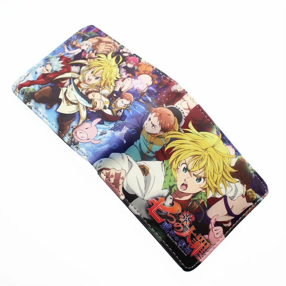Короткий кошелек Meliodas из искусственной кожи с рисунком из аниме «Семь мертвых Грехов», держатель для карт, кошелек для фотографий, кошелек для мальчиков и девочек на молнии, кожаный кошелек с рисунком из мультфильма, подарок