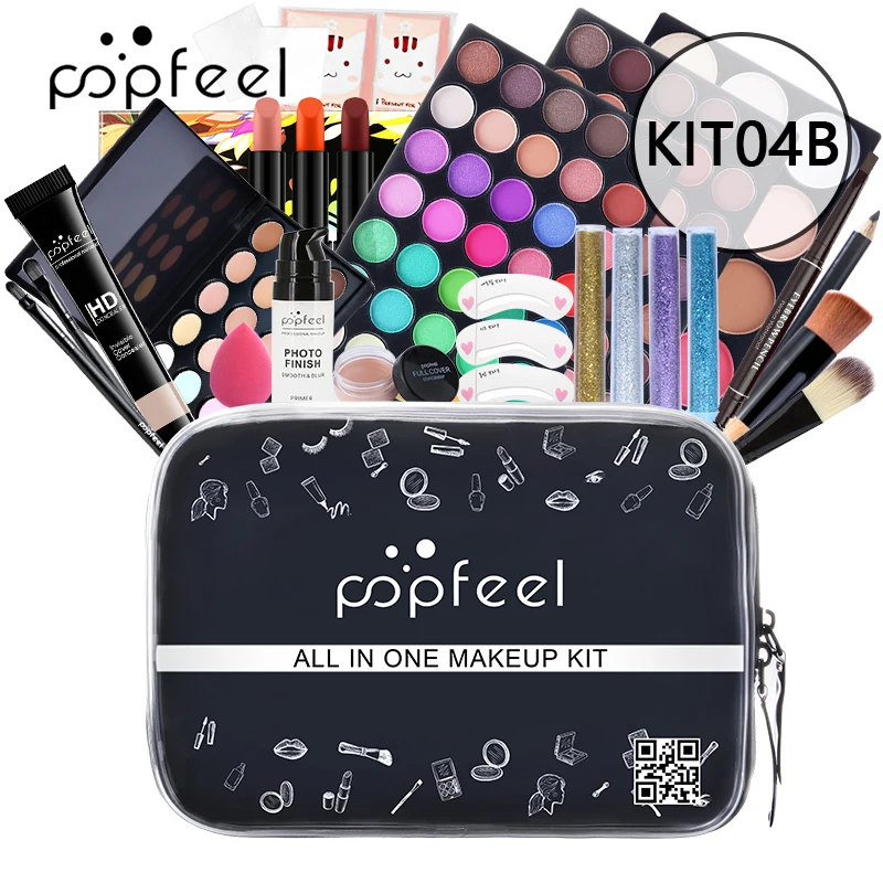 

POPFEEL макияж 25 штук набор KIT004B макияж набор (тени для век, лиглозий, помада, кисти, брови, консилер) Косметическая сумка TSLM1