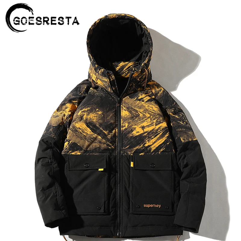 2020 зимняя камуфляжная 90% белая куртка на утином пуху мужское теплое пальто с