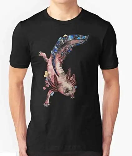 Приталенная футболка TSDFC ry Blossom Axolotl из 100% хлопка черного или белого цвета для