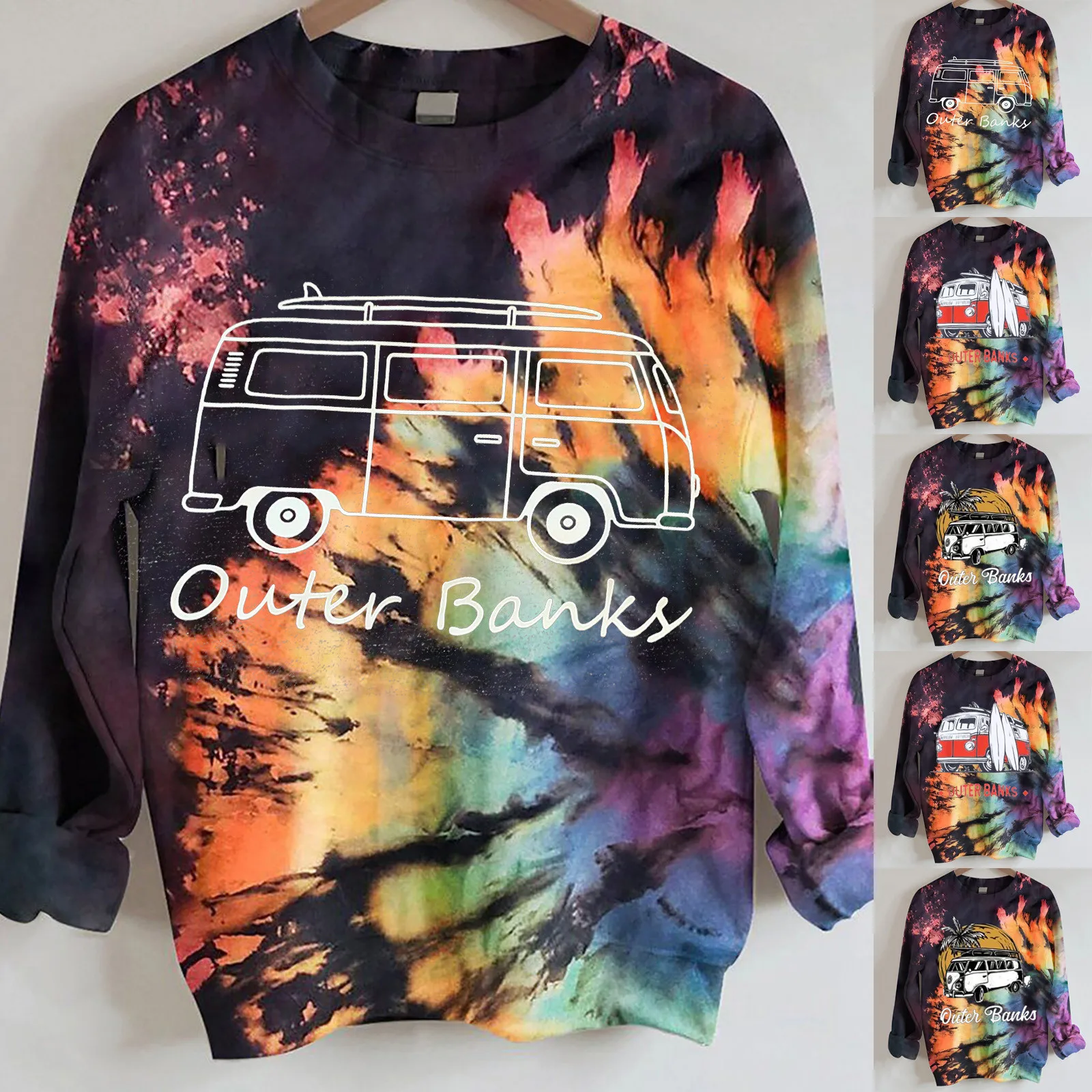 

Женская толстовка, топы, Повседневная Длинная толстовка Tie-dye, Женский пуловер на Хэллоуин, рубашки, блузки, толстовки с капюшоном худи