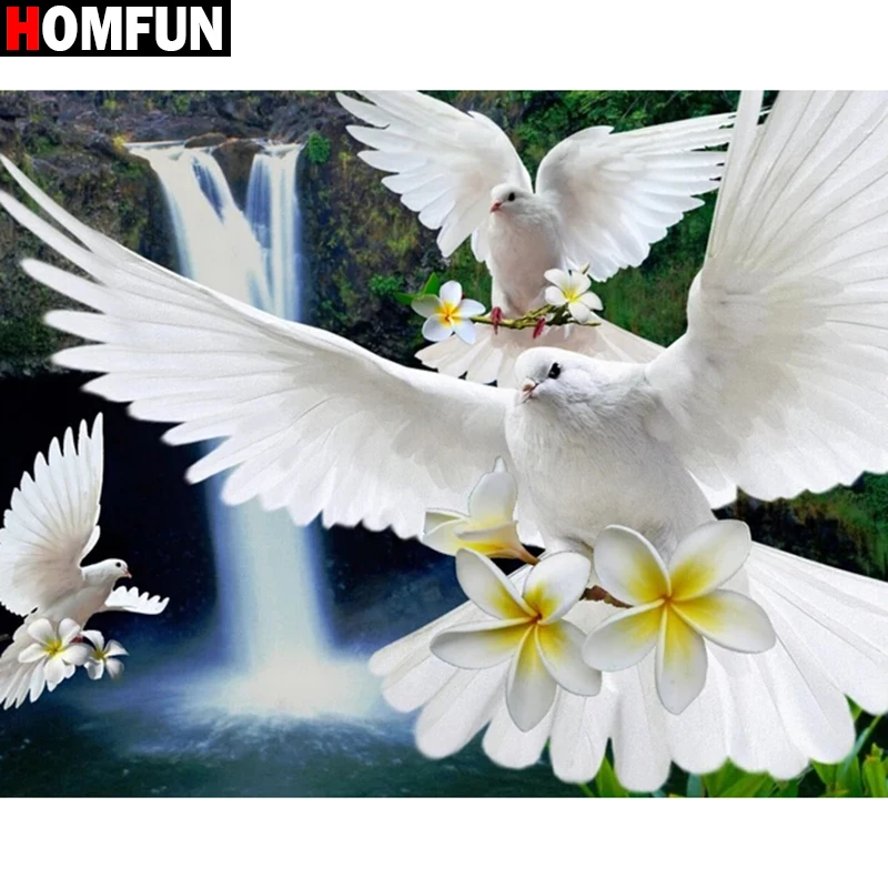 

HOMFUN Full Square/Round Drill 5D DIY Diamond Painting "Flower Pigeon Falls" Embroidery Cross Stitch 5D Home Decor Gift