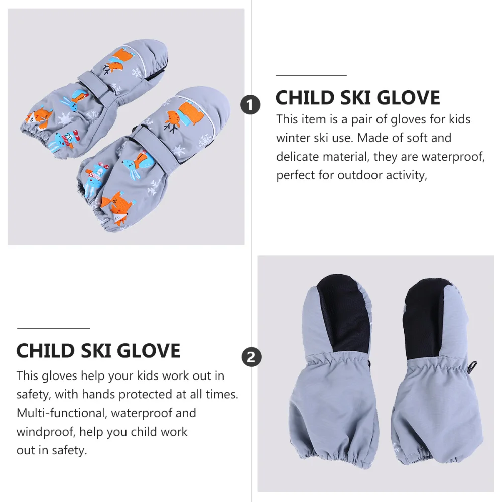 

1 Pair Children Winter Warm Ski Windproof Non-slip Snow Mittens