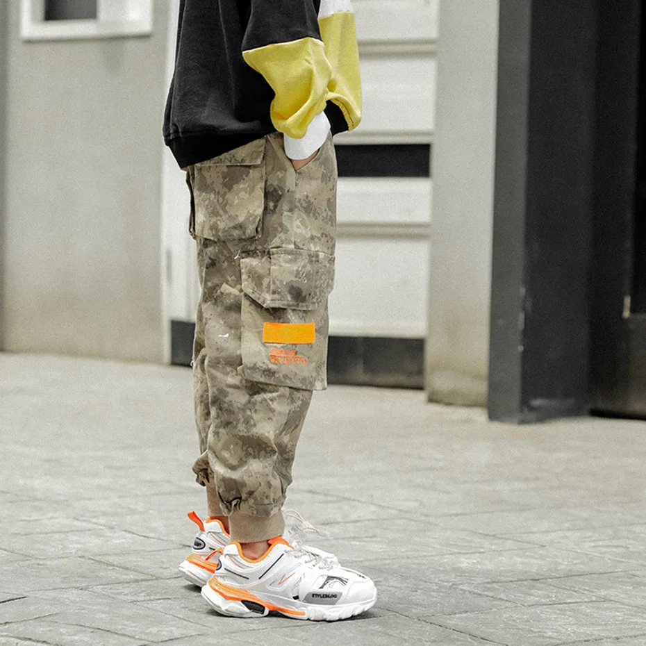 Штаны для мальчиков камуфляжные штаны детские брюки карго с эластичной резинкой