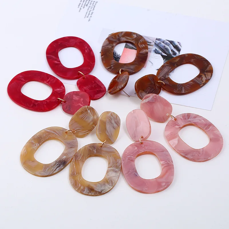 Новое поступление украшение серьги 5 пар/лот полые Овальные цветные акриловая