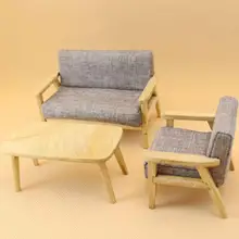 1:12 Miniature Dollhouse 3D Wooden Furniture Miniature Wooden Sofa Teapoy Living Room Furniture Accessories