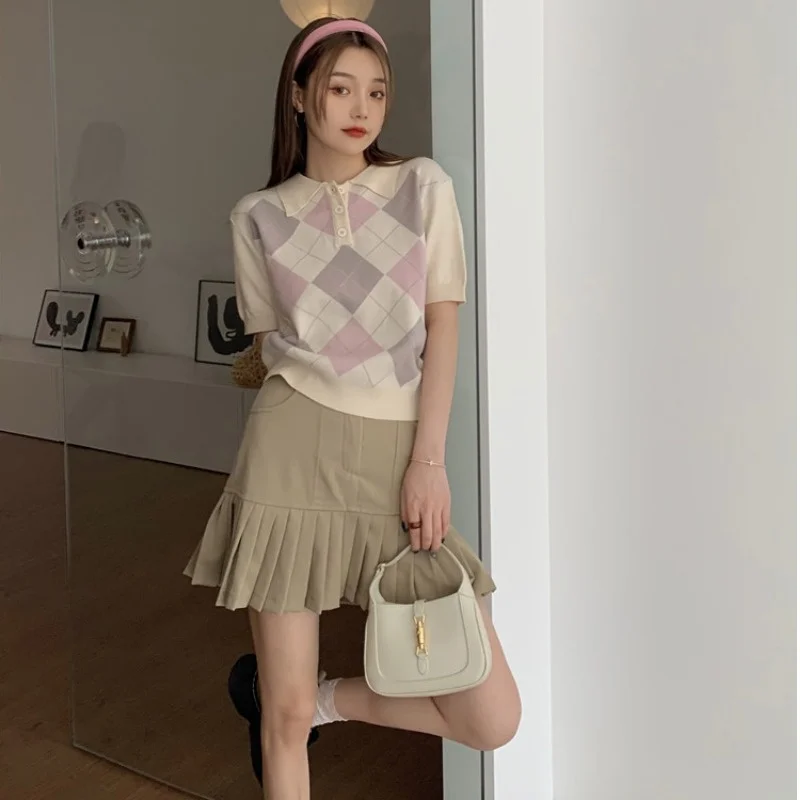 Женская футболка с коротким рукавом и воротником тонкая летняя трикотажная