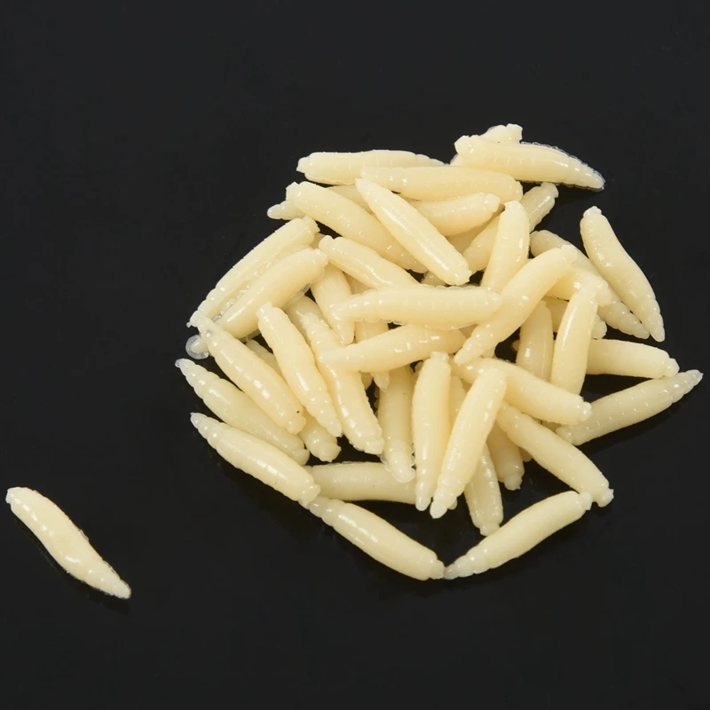 50 шт. 2 см приманка-личинка для рыбалки Grub мягкие приманки черви слоновая кость |