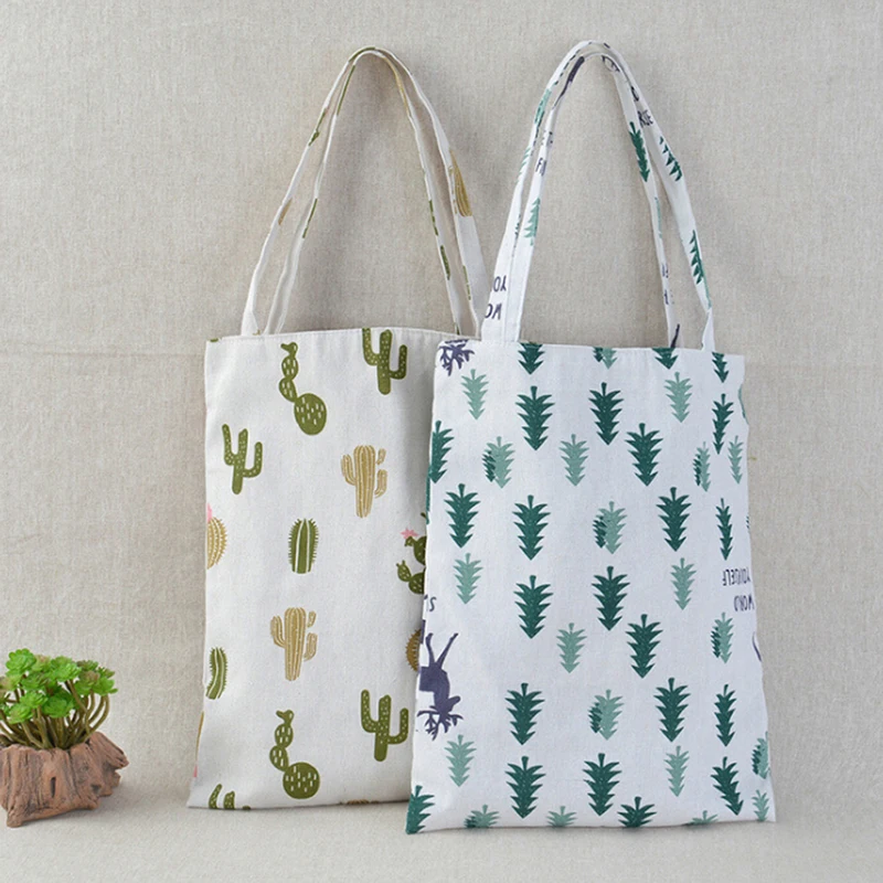 

1x Pine Cactus Linen Bag Tote ECO Shopping Outdoor Canvas Shoulder Bags