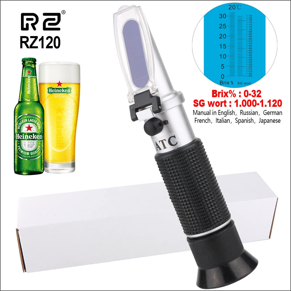 Ручной гидрометр RZ рефрактометр пива Wort Meter спиртовой БРИКС 0 ~ 32% и спирт 1 000 120 SG