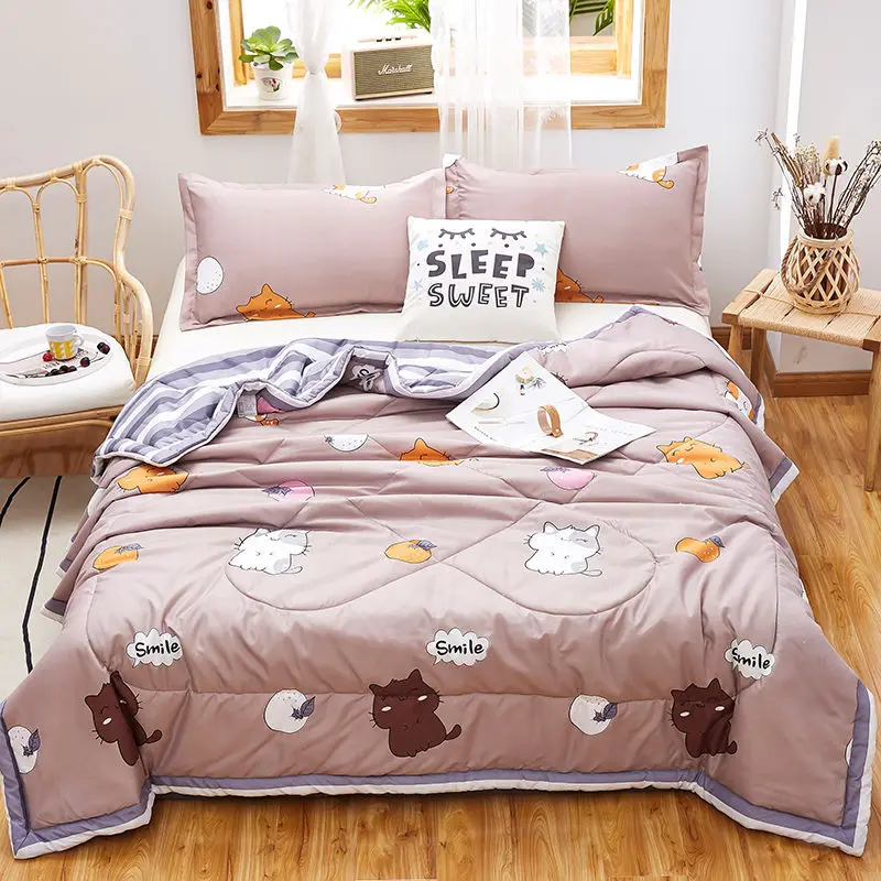 

3/4pcs Set Summer Air Conditioning Blanket Summer Comfortable Quilt Washable Ice Silk Blanket 100% Silk Comforter Quilt Duvet
