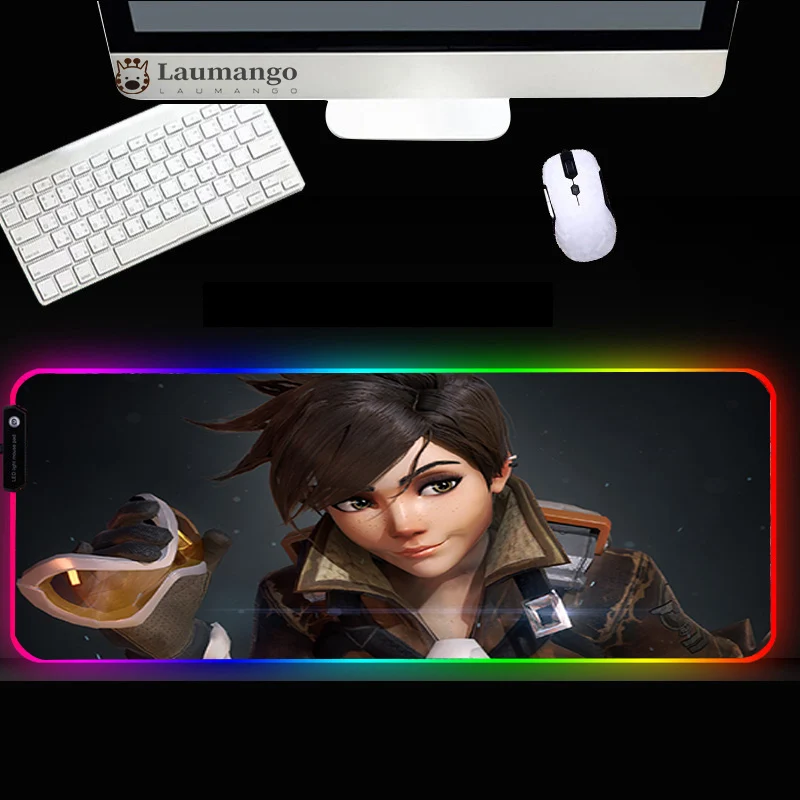 

Overwatch Popular Anime mouse pad Lockedge gaming setup accessories MousePad RGB Speed Rubber Non-slip Carpet desk pad mouse mat