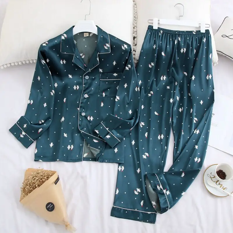 XXXL пара пижам для мужчин и женщин сексуальные атласные шелковые пижамные штаны с