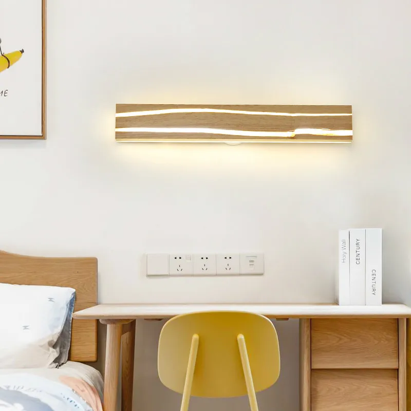 Современный деревянный настенный светильник простой зеркальный для спальни