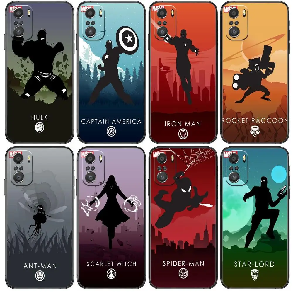 

Heroes of Marvel Phone Case For xiaomi mi 11 Lite pro Ultra 10s 9 8 MIX 4 FOLD 10T 5g Black Cover Silicone Back Prett