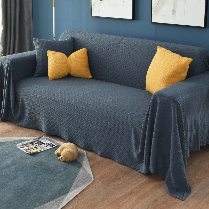 

Gray Plaid Sofa Towel Sofa Blanket Fabric Cloth Dust Cover(340X180cm)