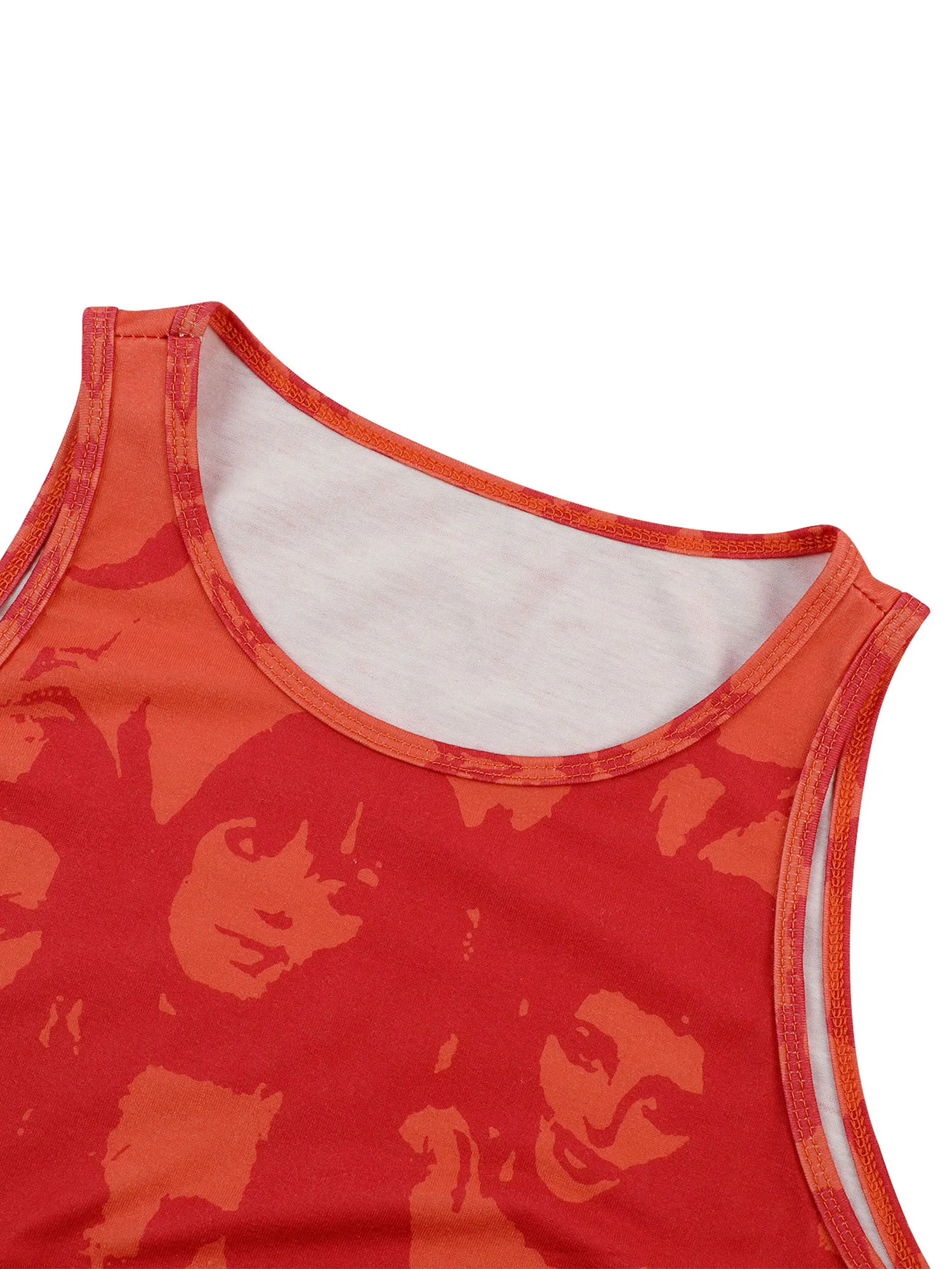 

New Women Portrait Print Sleeveless Vest Slim Fit Round Collar Pullover Top for Summer Ladies Tees Casual Tops