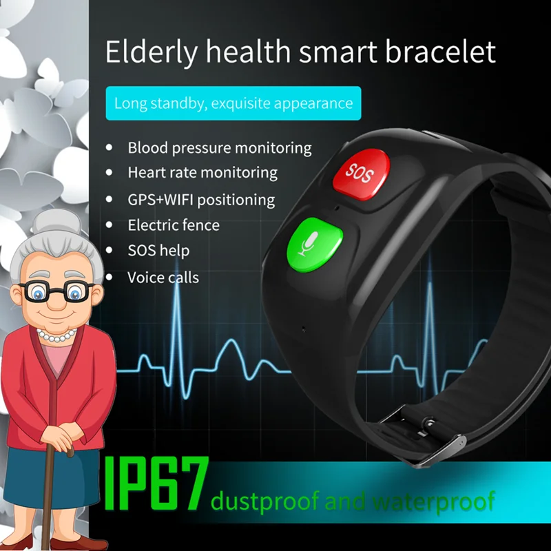 S1 Smart Watch Sport браслет 2G пожилых сердечного ритма крови Давление монитор