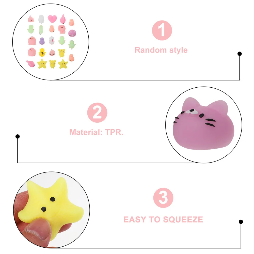 

24pcs Cartoon Animal Squeeze Toys Funny Squeeze Toys Decompression Squeeze Toys