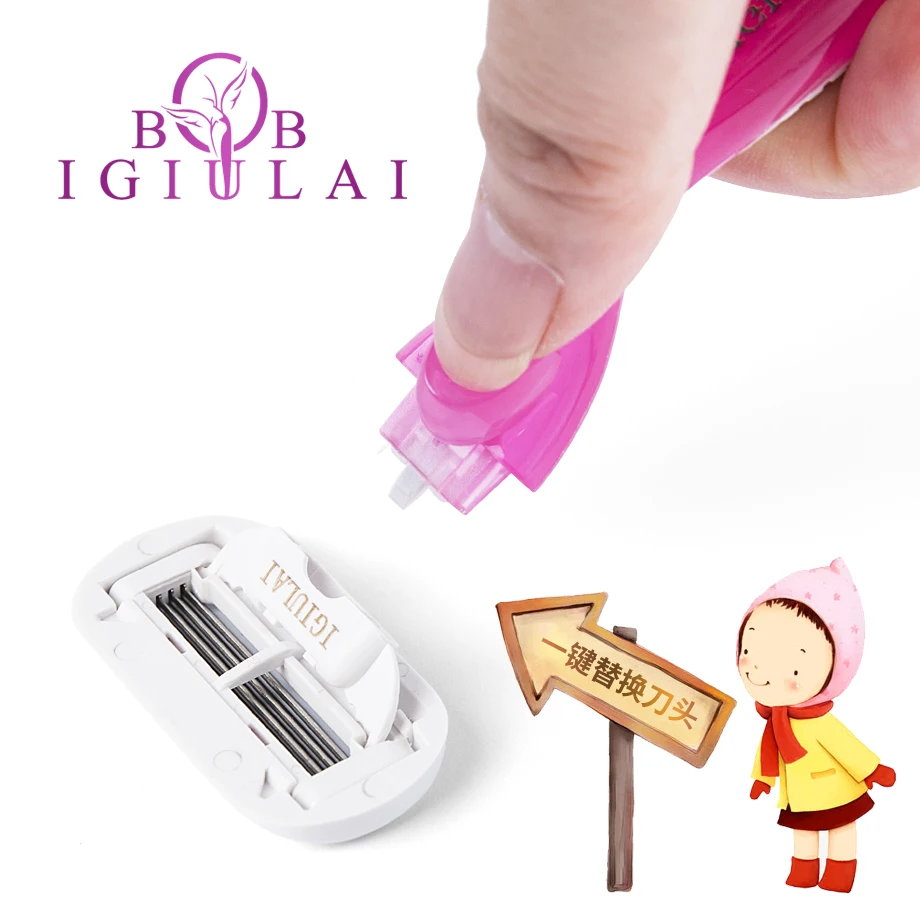 IGUETTA Pink Women Replacement Kit for Underarm Shaving Private Part Hair Removal Knife Four-Layer Induction Can Replace Blade | Красота и