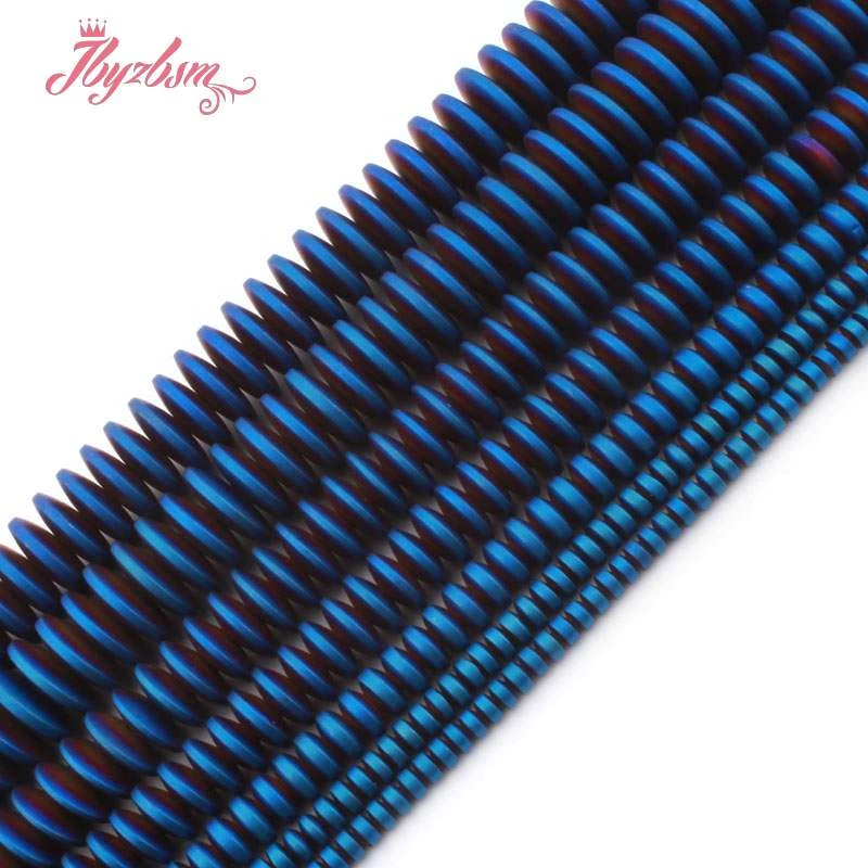 Rondelle синий гематит бусины Фрост рыхлый натуральный камень для самостоятельного