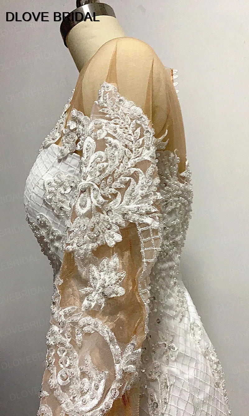 High Quality Mermaid Wedding Dress with Sleeves Delicate Pearl Beaded Bridal Gown Real Photos | Свадьбы и торжества