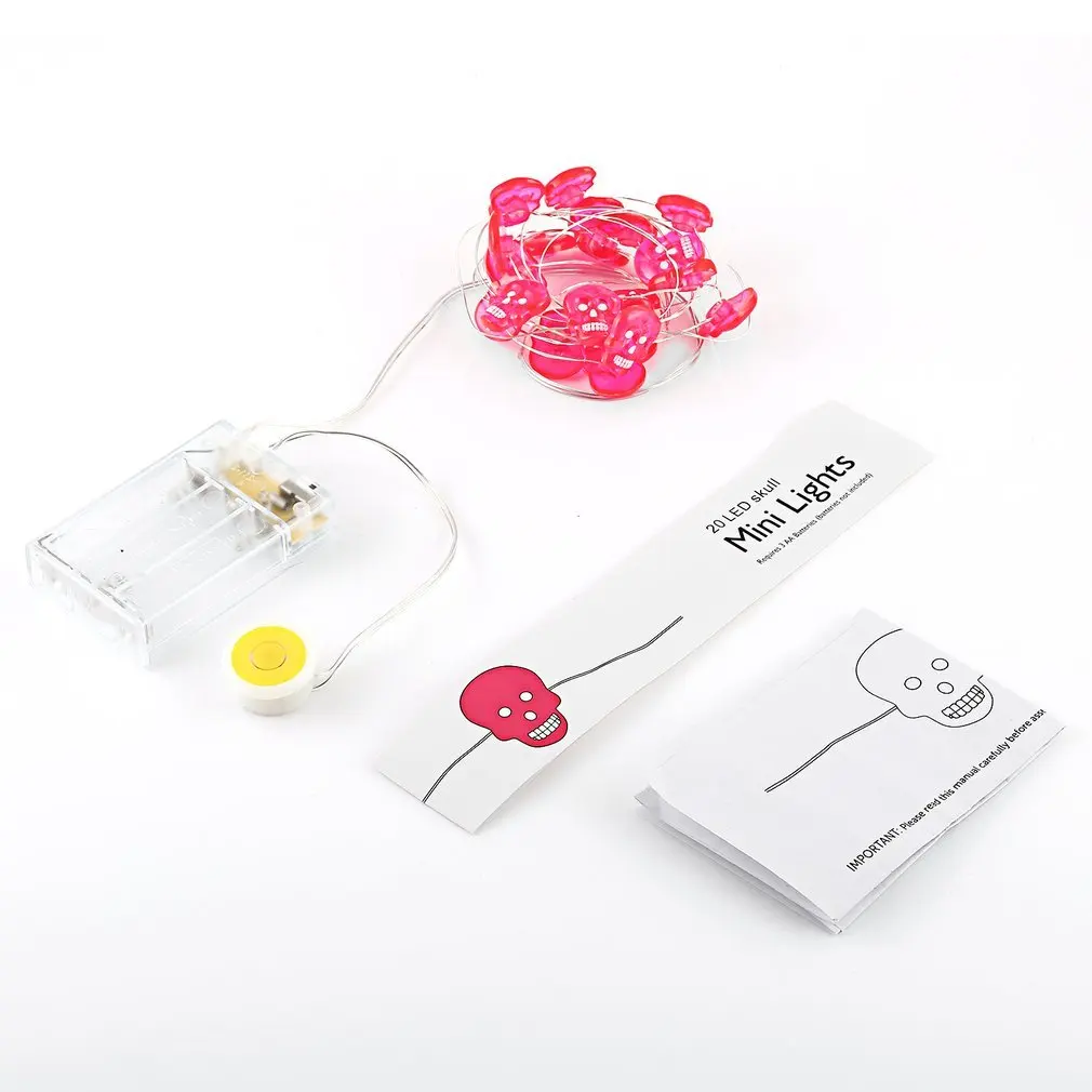 20 светодиодный светильник-гирлянда s в форме черепа медный провод AA питание от