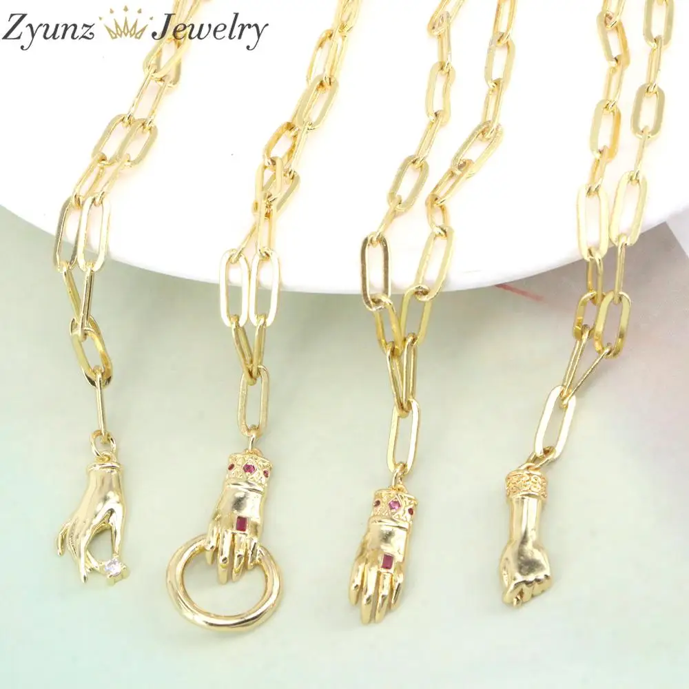 

5PCS, Dainty Gold Color Small Hamsa Hand Charms Necklaces For Women Fatima Choker Pendant Necklace Female Fashion Jewelry