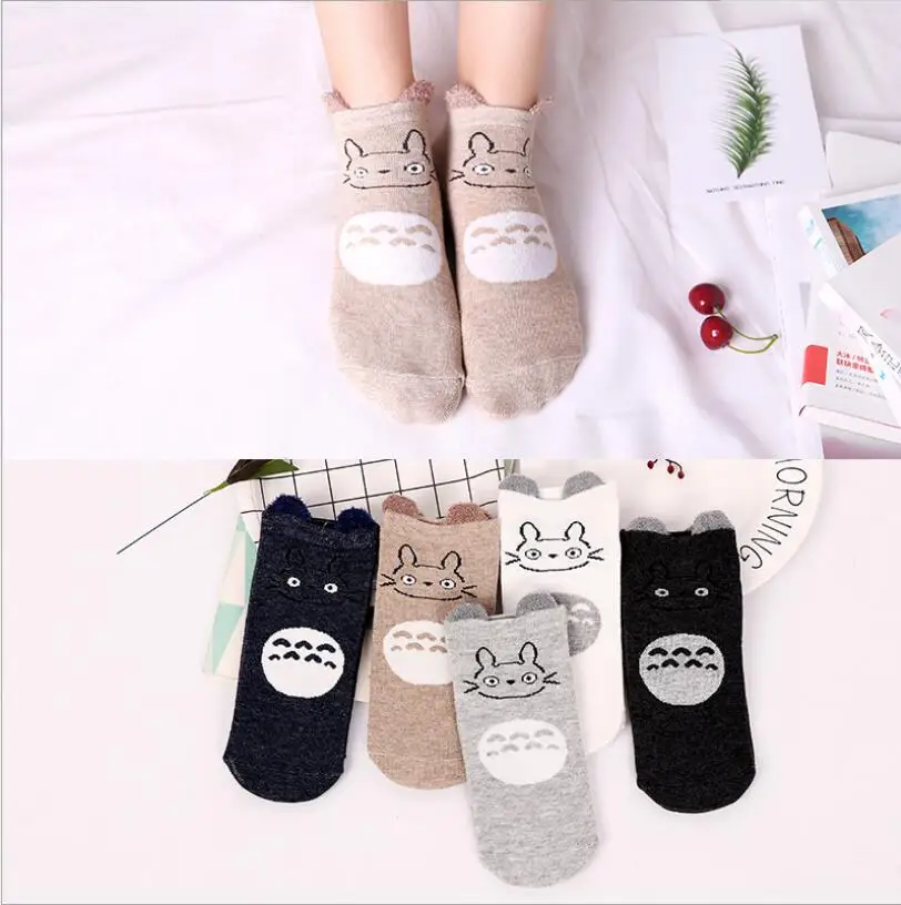 5 парт/лот Harajuku носки с ушками животных женские хлопковые короткие для девушек до