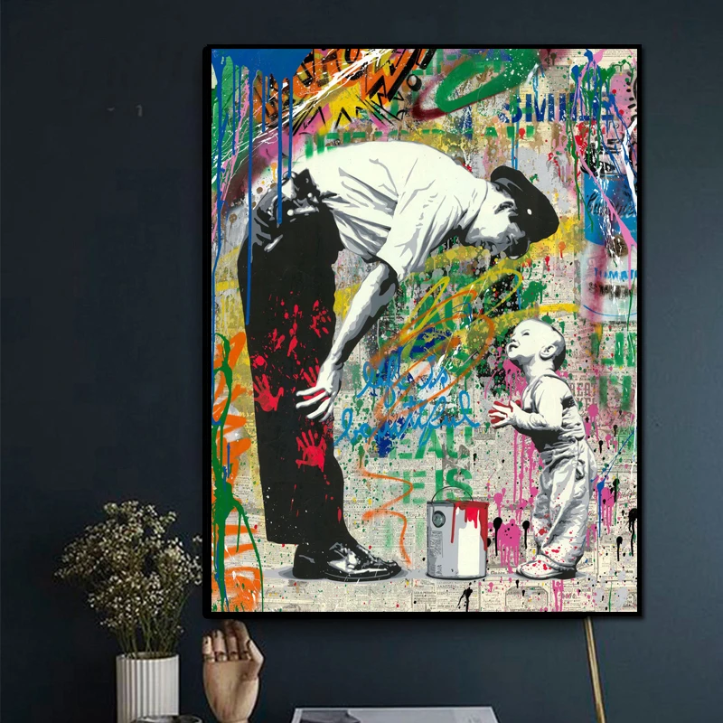 Уличные граффити Бэнкси картина на холсте абстрактные настенные панно для