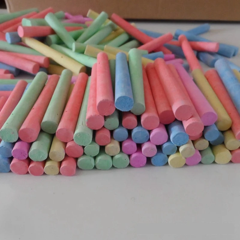 

100Pcs Mixed Colour & White Chalk Sticks Pack Kids Playground School Art Learning