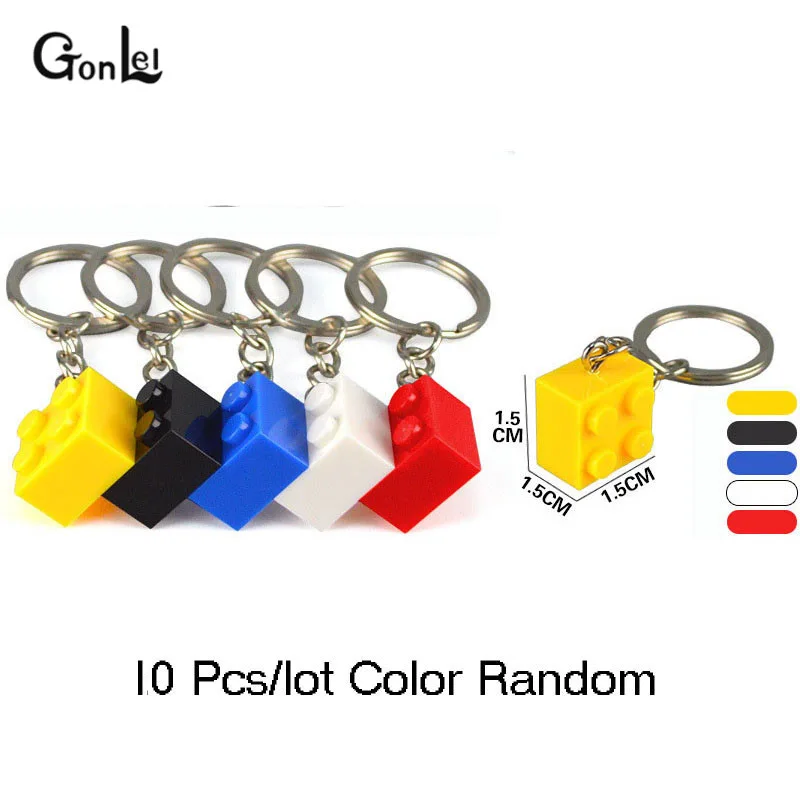 2X2 Bricks 10Pcs 10 шт./лот красочные MOC Кирпич 2X4 Рисунок брелок DIY Развивающие строительные блоки Модель Действие игрушки Дети Лучшие подарки - Цвет: 2X2 Bricks 10Pcs