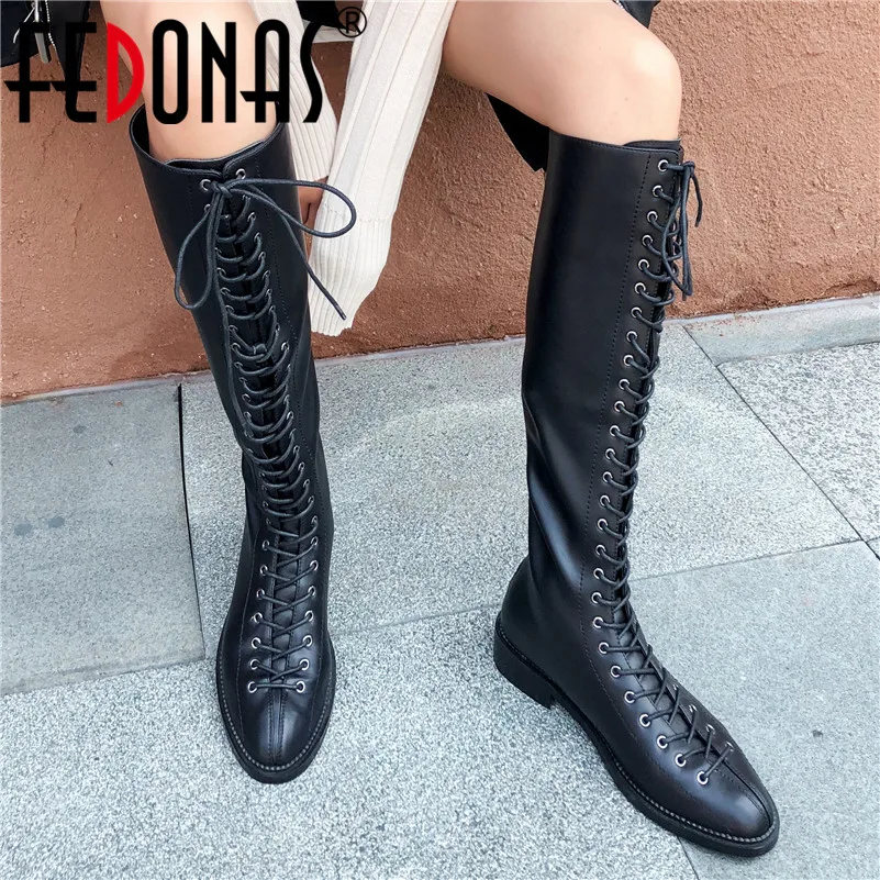 

FEDONAS/новые зимние теплые женские сапоги до колена из натуральной кожи на молнии; вечерние сапоги для танцев; женские пикантные высокие сапог...