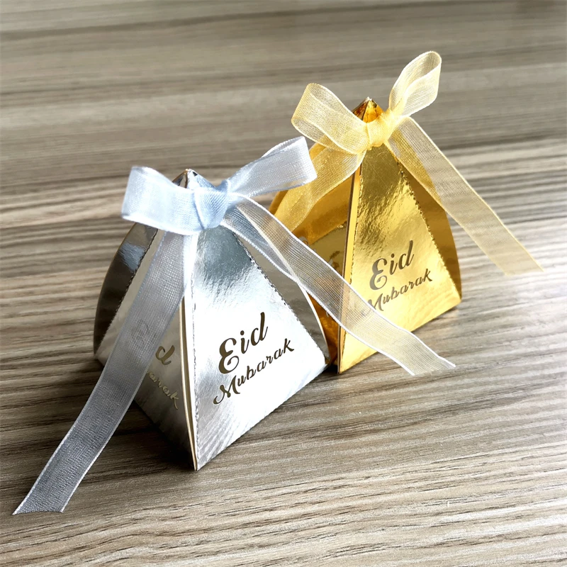 

10pcs Islamic Muslim Festival Chocolate Candy Box Eid Mubarak Happy DIY Ramadan Kareem Favor Gift Box Al-Fitr Eid Party Supplies