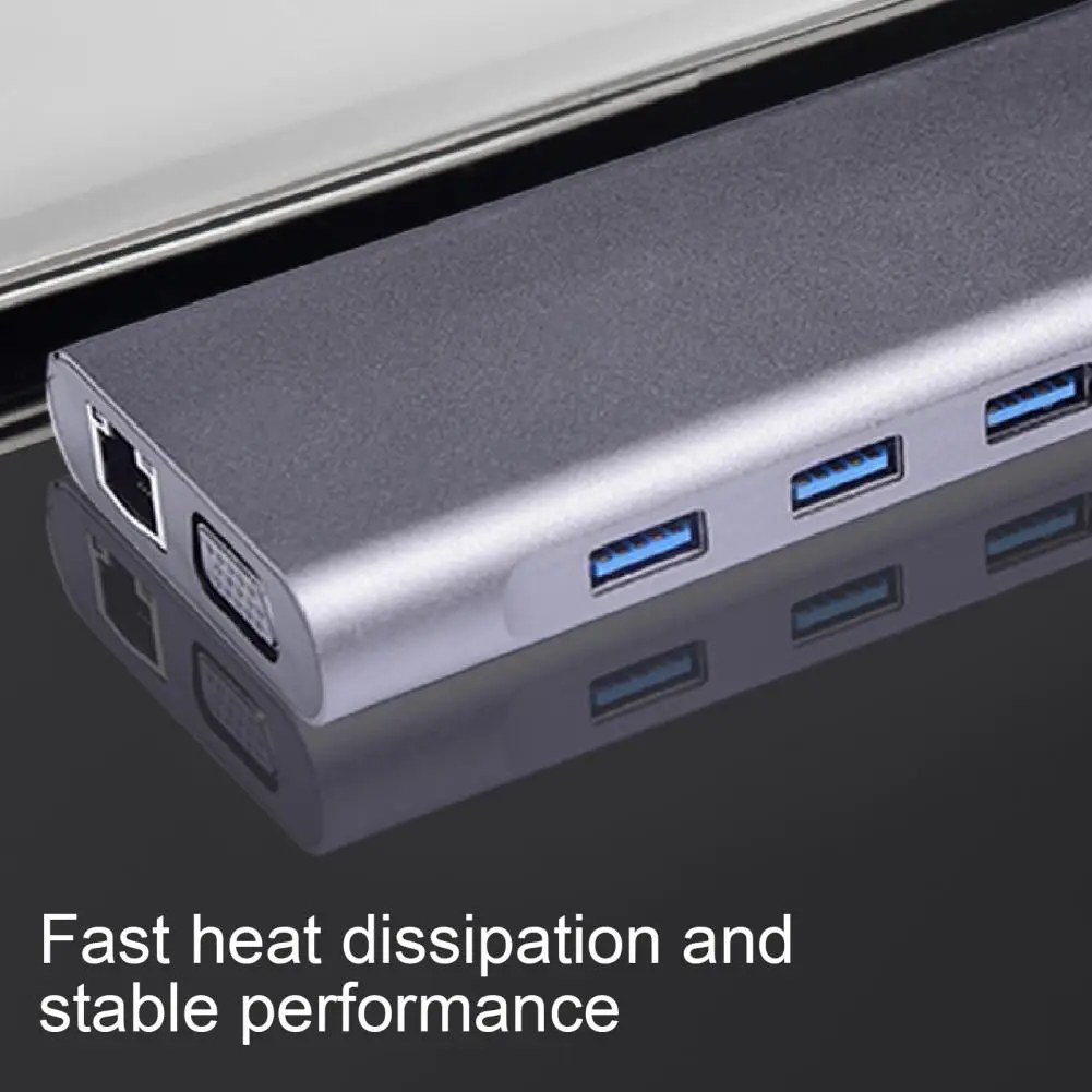 

10 in 1 Type-C to HDMI-compatible VGA USB3.0 PD Fast Charging Card Reader Hub Dock Adapter