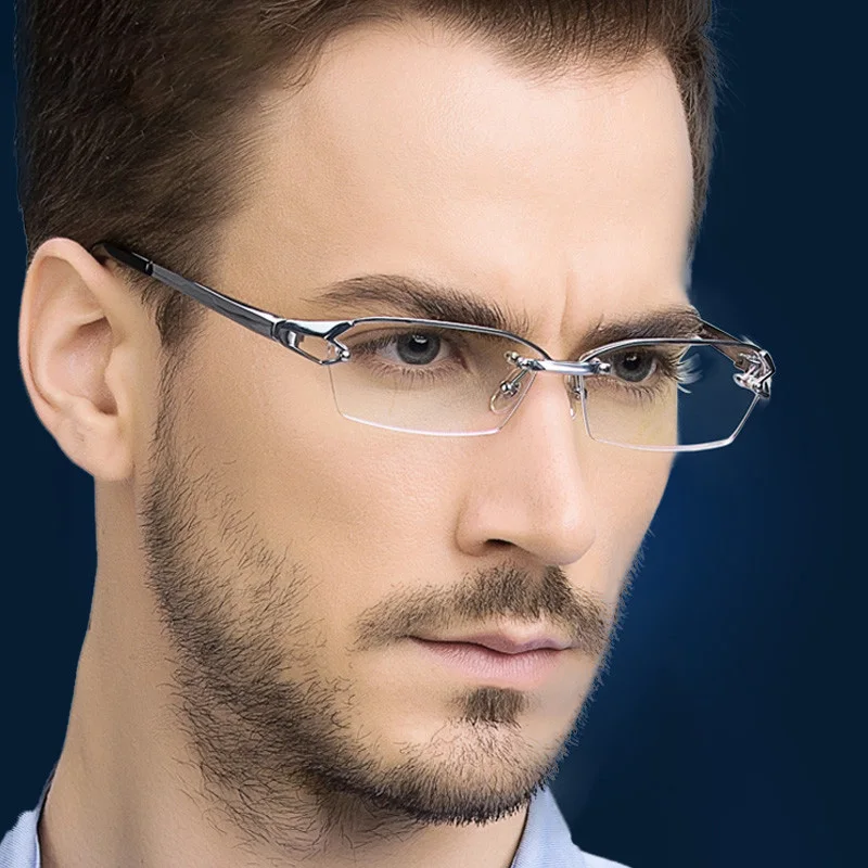 

Zerosun Titanium Eyeglasses Frame Male Brand Glasses Men Optic Spectacles Prescription Rectangle Fashion Semi Rimless Eyewear