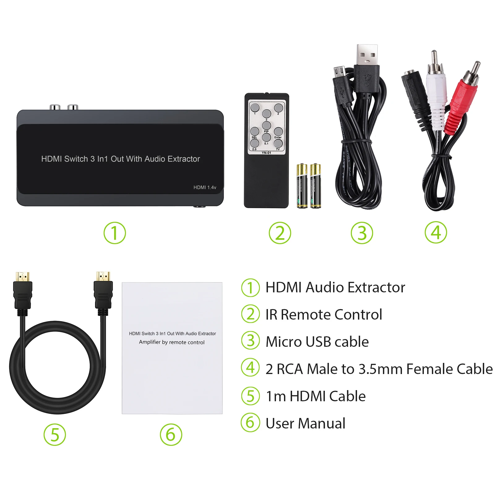 Neoteck 3x1 HDMI совместимый переключатель с аудио экстрактором конвертер аналоговый