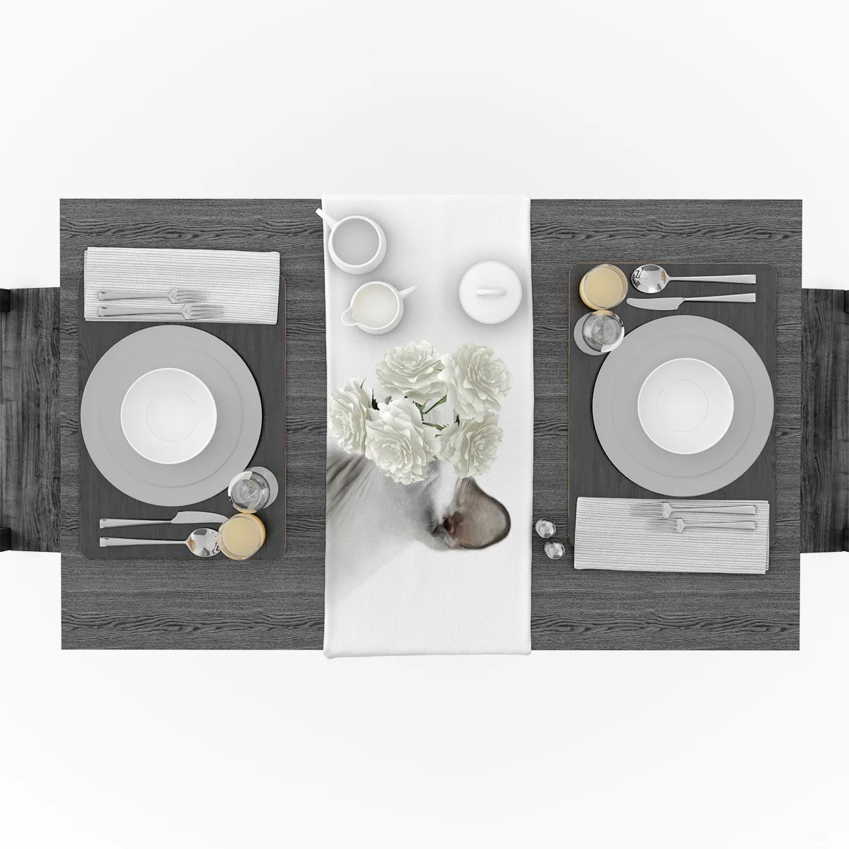 Безволосая кошка милый вид Настольная дорожка кухонный декор стол с флагом