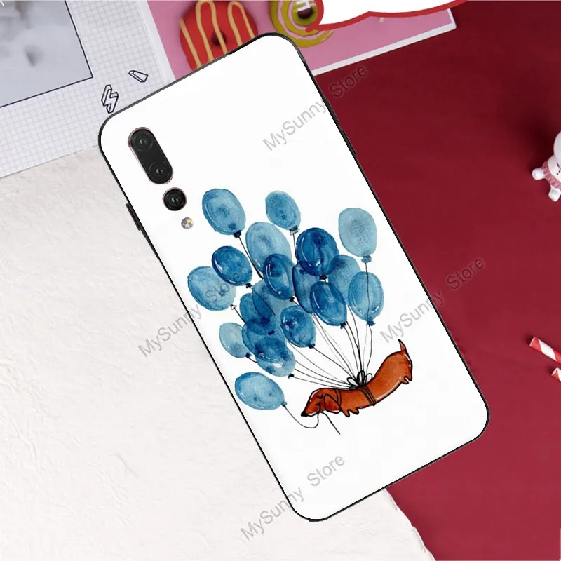 Мультяшный чехол с таксой сосиской собакой для Huawei P30 P20 P40 Lite P Smart 2019 2021 Nova 5T Honor 50 Pro