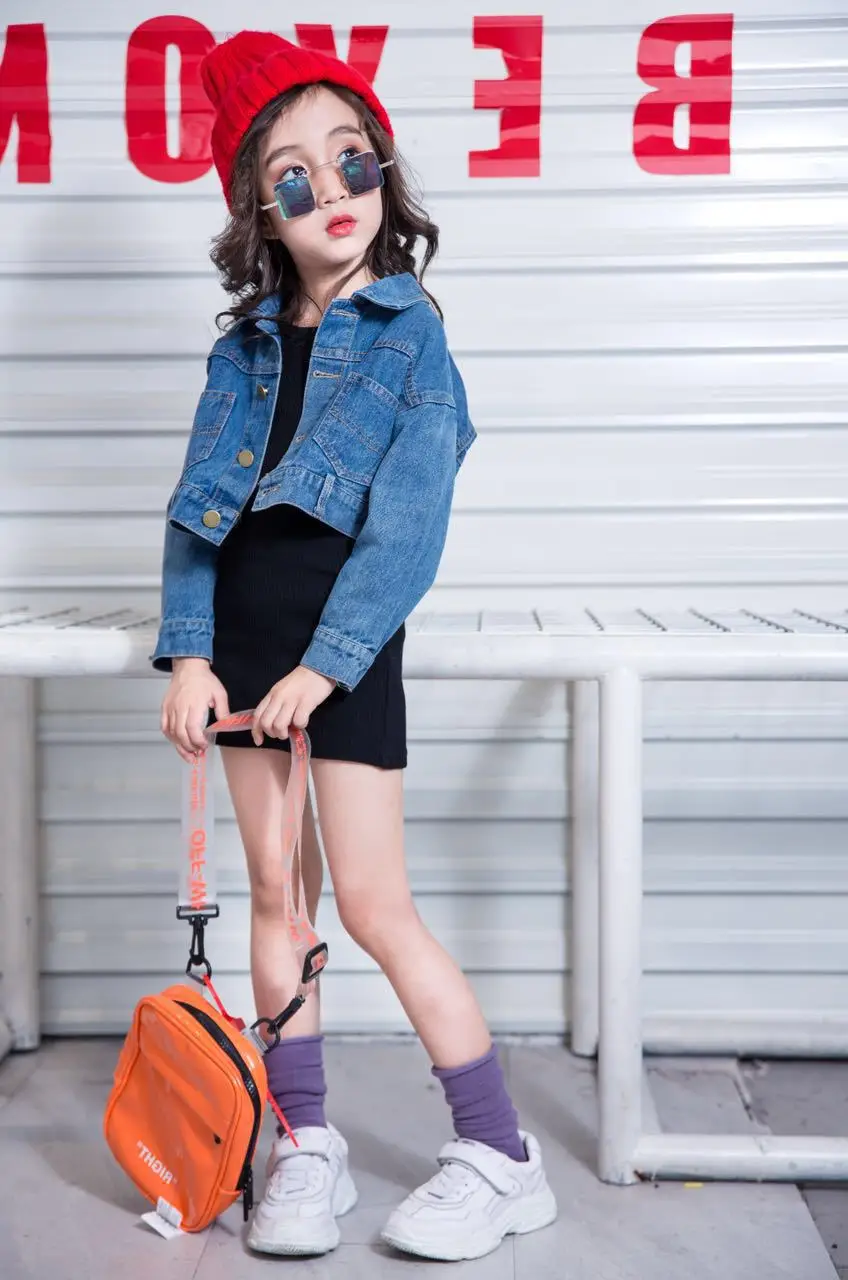 Платье с джинсовой курткой для девочек комплект одежды из 2 предметов