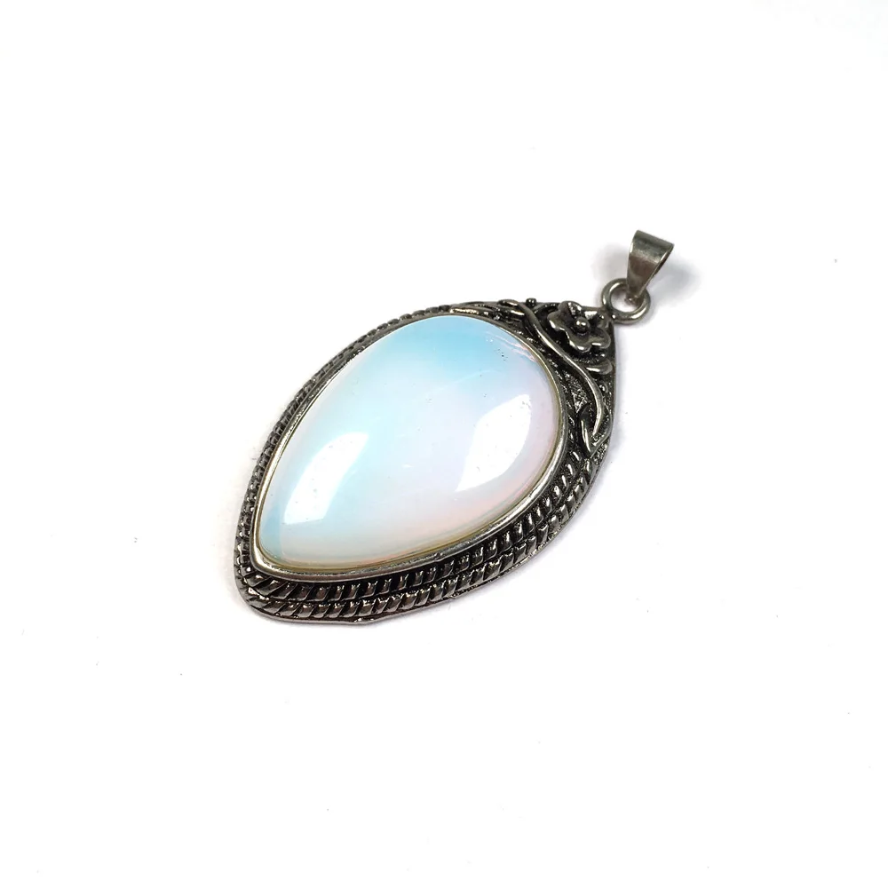

Natural Stone Pendants Water Drop Antique Silver Alloy Amethysts Charms for Jewelry Making Necklace Earring Accessories