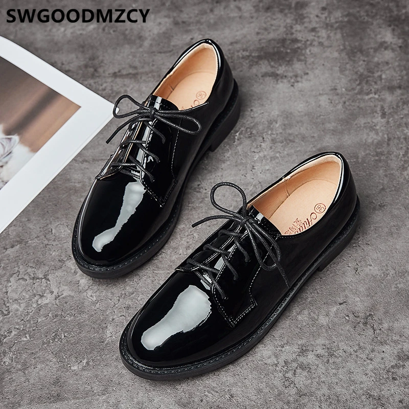 Туфли-оксфорды женские удобная рабочая обувь на плоской подошве модные