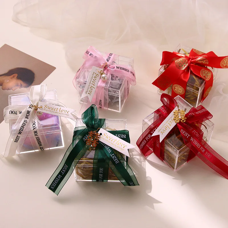 1 шт. коробки для конфет из ПВХ прозрачные свадебные сувениры и подарочные