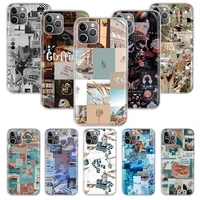 vintage aesthetic phone case for iphone 11 12 13 pro max 13 mini xr x xs max 7 8 6 6s plus silicone back cover funda capa