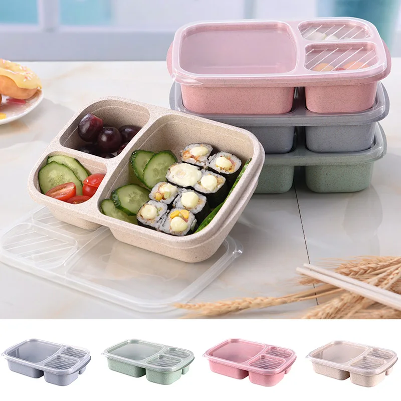 

Microwave Bento Lunch Box Picnic Food Fruit Container Storage Box Kids Adult Portable Japanese Wheat Straw Separate Lunch Box-30