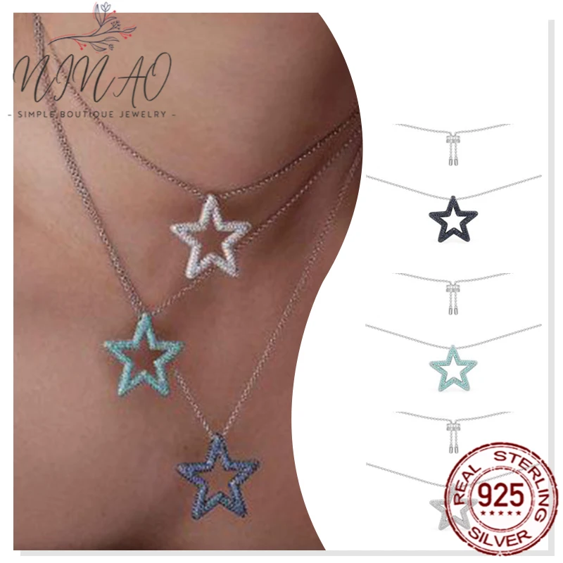 

Meteorite star series white light blue dark blue cubic zirconia star necklace Girls' holiday gifts elegant high-quality sweet