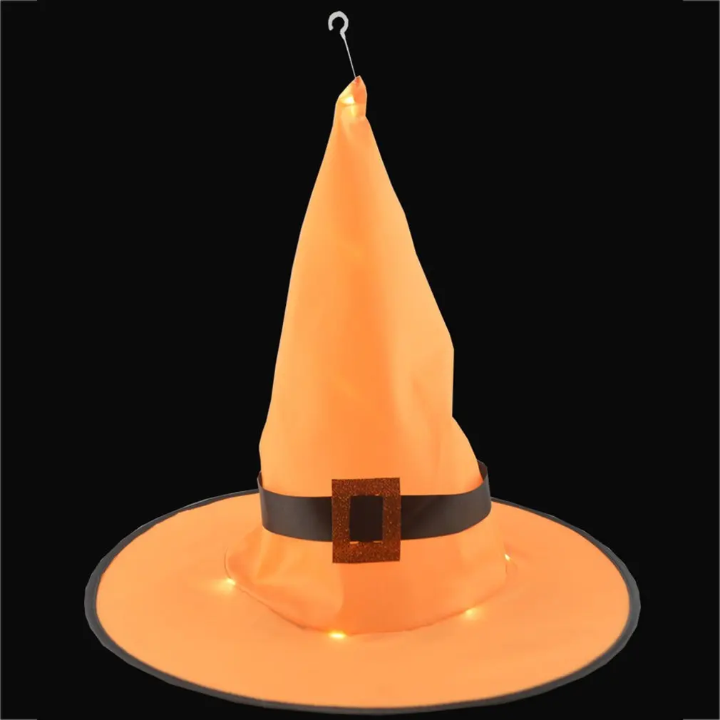 Хэллоуин светящаяся шляпа ведьмы оранжевая фиолетовая красная розовая роза