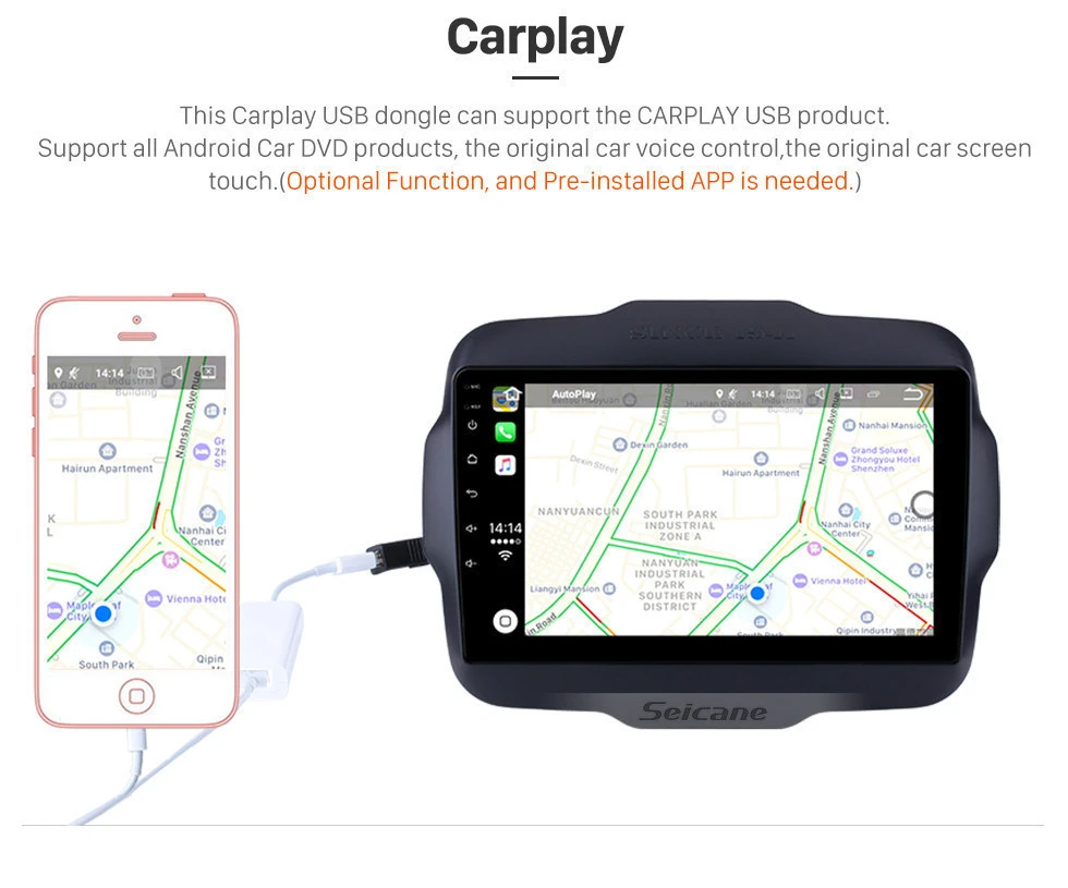 Seicane " Android 8,1 2Din автомобильный gps радио для Jeep Renegade мультимедийный плеер с USB Bluetooth wifi 1080P Aux автостерео